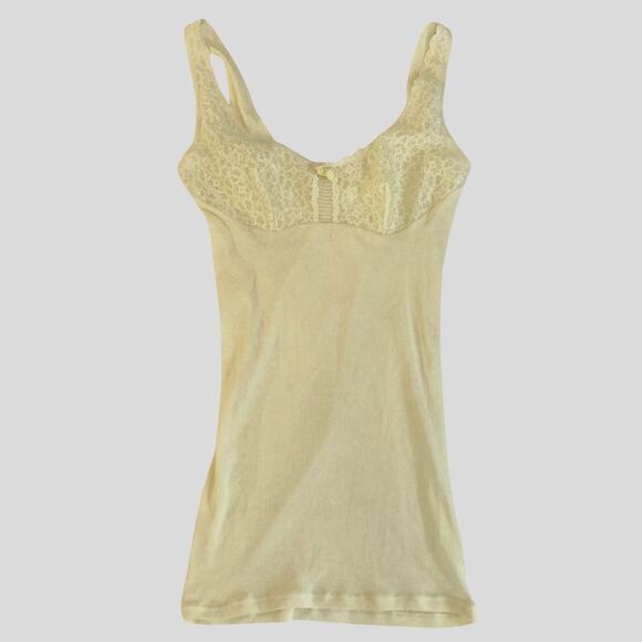 Vintage Yellow Lace Tank/Camisole, Slip Top, Stretchy - Mid Century - Picture 1 of 7